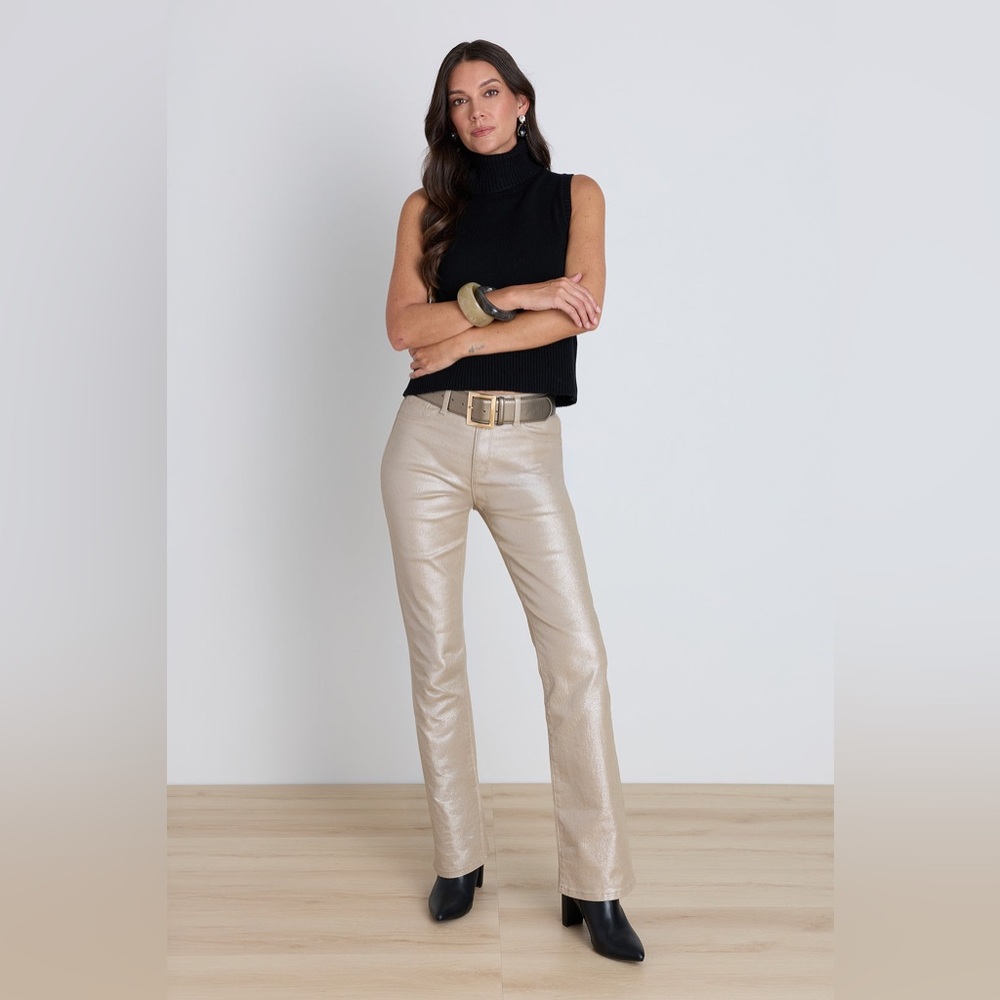 NWT Noli ARIA COATED FLARE JEAN - CHAMPAGNE